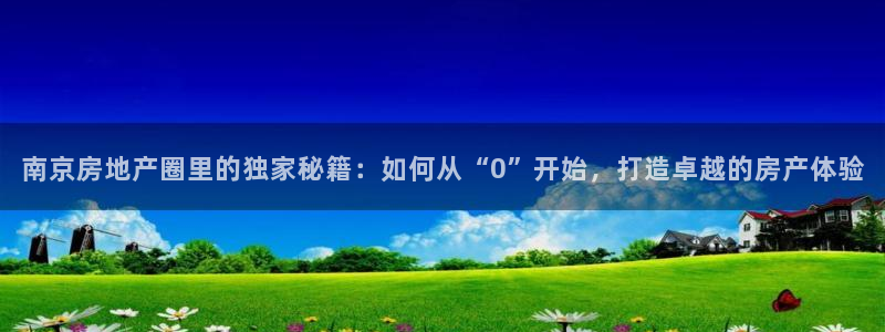 新宝5口67五壹叁八：南京房地产圈里的独家秘籍：如何从“0”